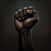 Upward fist of an African American hand. Generative AI image, AI generated