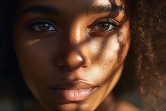 Face of beautiful black african american woman. KI generiert, generiert, AI generated