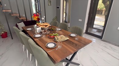 Dining table in a luxury home. Luxury dining room