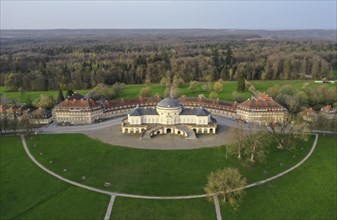 Aerial view of the rococo-style hunting and pleasure palace Schloss Solitude, built by Duke Carl