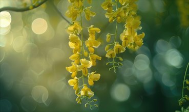 Laburnum flowers swaying in the breeze AI generated