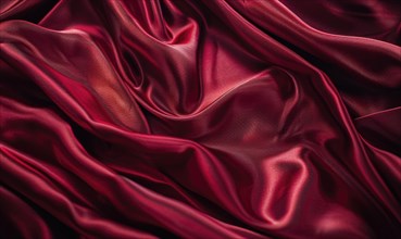 Background covered in opulent silk fabric in deep ruby red AI generated