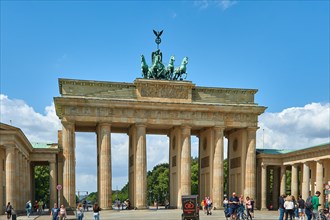 06.07.2020, Germany, Berlin, Strasse des 17. Juni, View of the Brandenburg Gate in west direction,