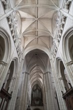Late Gothic nave, 13th century, with organ loft from the 19th century, Notre Dame de l'Assomption