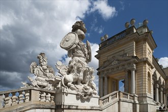Gloriette, built in 1775, left Antique symbols such as armour, shields, field signs and lions, in