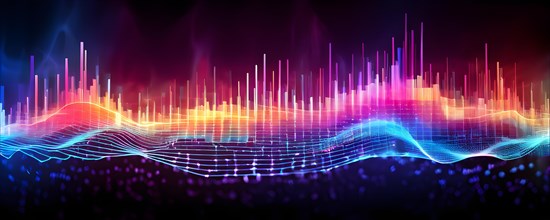 AI generated abstract art conveying sound waves and digital particles