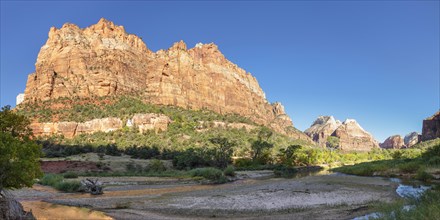 Virgin River and Court of Patriarchs, Zion National Park, Utah, USA, Zion National Park, Utah, USA,