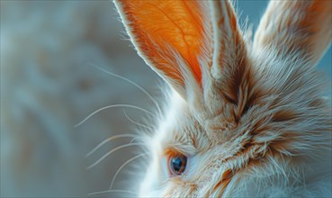 Close-up of a fluffy bunny's ears perked up AI generated