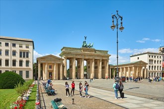 06.07.2020, Germany, Berlin, Strasse des 17. Juni, View of the Brandenburg Gate in west direction,