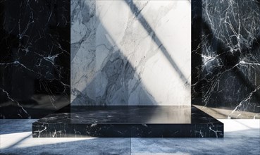 Marble slabs in shades of white and black, abstract background AI generated