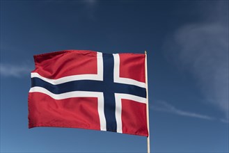 Norwegian flag in the wind, Oslo, Norway, Europe