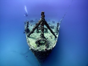 Bow of the wreck of the USS Spiegel Grove, dive site John Pennekamp Coral Reef State Park, Key