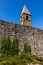 Romanesque Church of the Holy Trinity, 15th century, behind fortified walls, Hrastovlje, Slovenia,