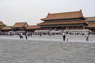 China, Beijing, Forbidden City, UNESCO World Heritage Site, Large crowds of people against the