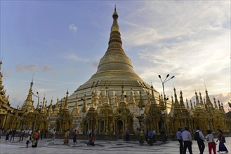 Shwedagon Pagoda, Yangon, Myanmar, Asia, Tourists and believers around the shining Shwedagon Stupa,