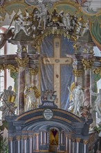 Historical Lenten Shroud, somewhat concealed by the Holy Sepulchre, St Wendelin, Kirchenweg 8,