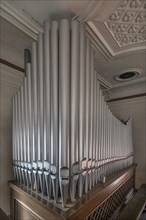 Organ pipes in St Bartholomew's Church, Kleineibstadt, Lower Franconia, Bavaria, Germany, Europe