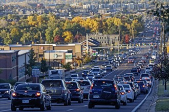 Wheat Ridge, Colorado, Rush hour traffic on Kipling Street in suburban Denver