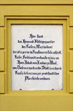 Information board, Holy Trinity Church, Kaufbeuern, Allgaeu, Swabia, Bavaria, Germany, Europe