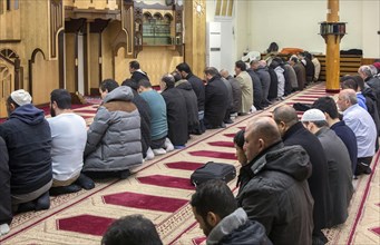 Friday prayer by Muslims in the Berlin mosque Neukoellner Begegnungsstaette, 27/03/2015, Berlin,