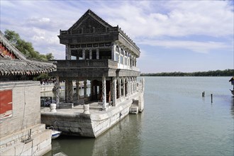 New Summer Palace, Beijing, China, Asia, Marble boat 'Shi Fang', Beijing, Side view of a marble