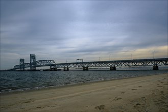 Gil Hodges Memorial Bridge from the Floyd Bennett Field, Brooklyn, NY, USA, USA, North America