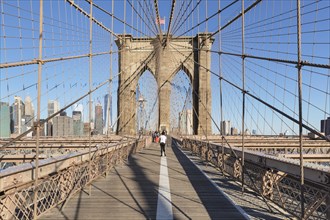 Brooklyn Bridge with Manhattan skyline, New York City, New York, USA, New York City, New York, USA,