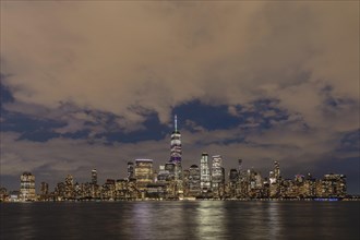 View from Jersey City to Lower Manhattan with One World Trade Centre, New York City, New York