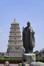 Great Wild Goose Pagoda, Pagoda, Yanta, Xian, Shaanxi, China, Asia, A statue in front of the