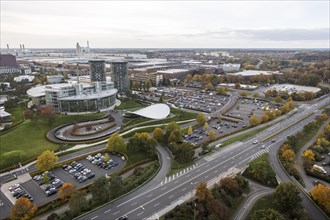 Aerial view of the VW plant and the Autostadt in Wolfsburg, 25 October 2015, Wolfsburg, Lower
