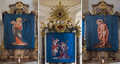 Compilation of three historical Lenten cloths, made in 1726, in front of the altars, St Nicholas