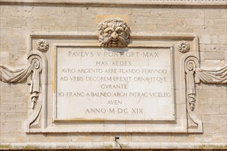 Relief with inscription on the facade, Hotel des Monnaies, Avignon, Vaucluse, Provence-Alpes-Cote