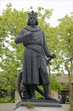Statue of King Louis IX, Aigues-Mortes, Camargue, Gard, Languedoc-Roussillon, South of France,