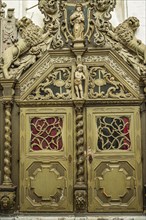 Richly decorated portal of one of the tomb chapels in the side aisles of St Mary's Church in the