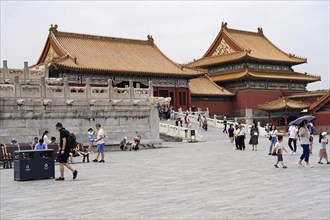 China, Beijing, Forbidden City, UNESCO World Heritage Site, tourists explore the extensive grounds