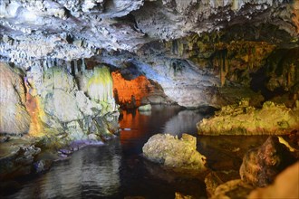 Inside Grotta Nereo cave in Capo Caccia cliff, Alghero, Sassari Province, Sardinia, Italy,