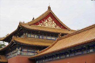China, Beijing, Forbidden City, UNESCO World Heritage Site, Detailed pagoda roofs of the Forbidden
