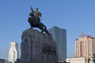Statue of Damdin Suekhbaatar on Genghis Khan Square or Suekhbaatar Square in the capital