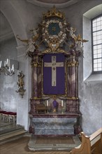 Lenten cloth in front of the right side altar, late 19th century, St John the Baptist, Ochsenfurt