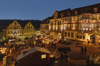Christmas market on the market square, Schwaebisch Hall, Baden-Wuerttemberg, Germany, Schwaebisch