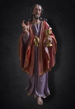 Life-size, carved Jesus figure, Last Supper figure, 350-year-old processional figure on a dark