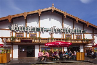 Bavarian festival hall or Bavarian tent, catering at the Bremen Osterwiese folk festival,