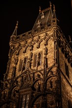 Sightseeing, tourist attraction, historical, building, Old Town Prague, night shot, Powder Tower,