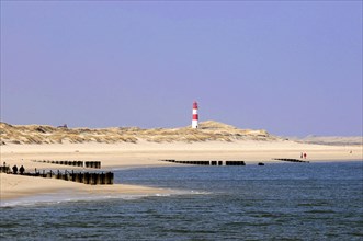 Lighthouse near List, at the Ellenbogen, Sylt, North Frisian Island, Schleswig Holstein, A