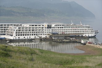 Chongqing, Chongqing Province, Cruise ship on the Yangtze River, A luxury cruise ship at a dock in