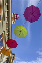 Colourful colourful umbrellas in the city centre, centre, jewellery, decorated, decoration,