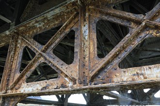 Rusted iron structure of a bridge, Solvay chemical plant for the production of bicarbonate and