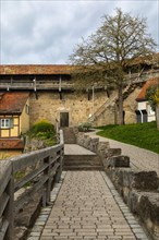 Historic town wall, Rothenburg ob der Tauber, Middle Franconia, Bavaria, Germany, Europe