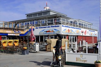 Harbour of List, North Sea island of Sylt, North Frisia, Schleswig-Holstein, A restaurant by the