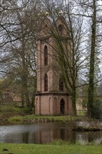 Separate bell tower of the Catholic Church of St Helena in Ludwigslust Palace Park, built around